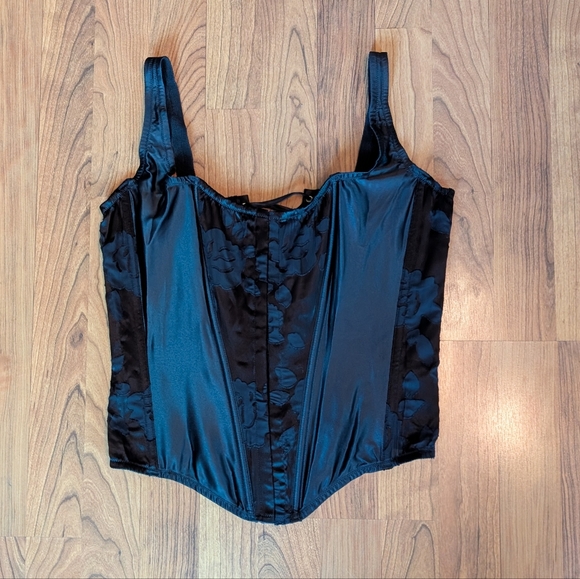 Victoria's Secret Other - Victoria's Secret Black Burnout Satin Corset, Size Large